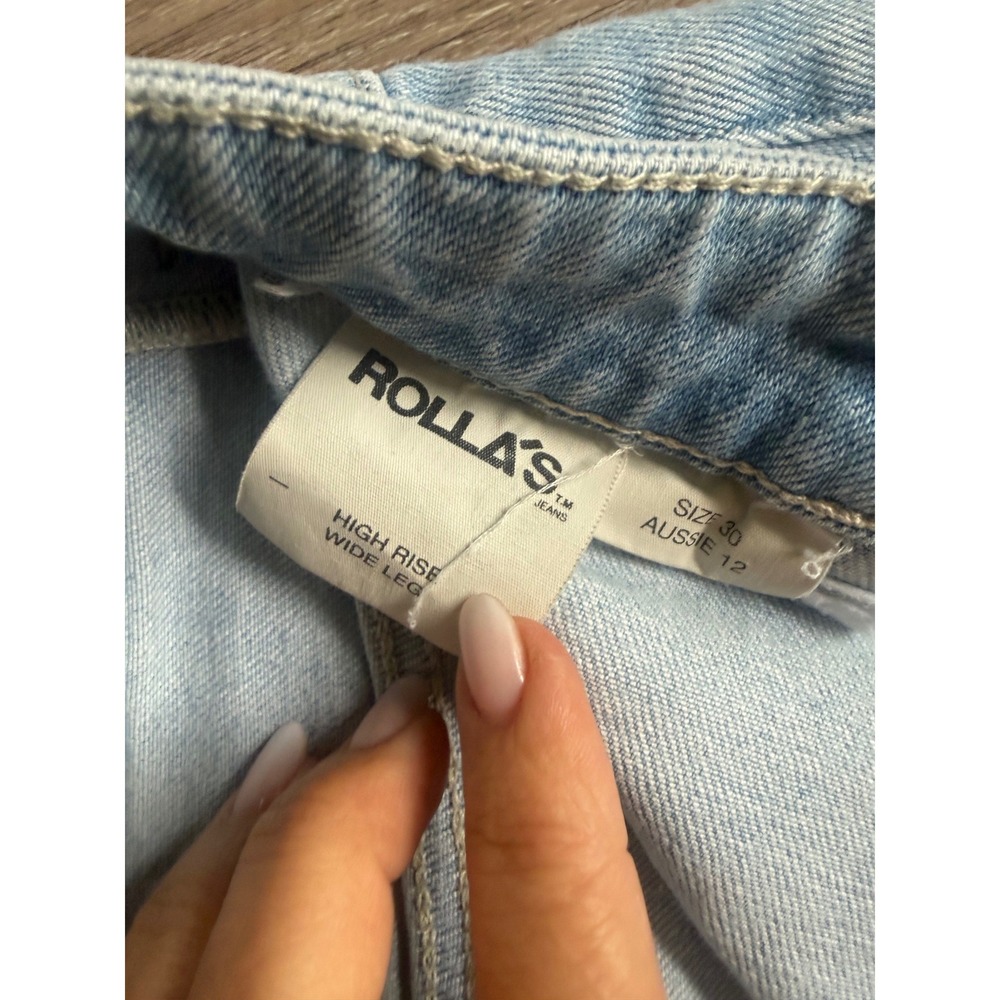 Rollas Sailor Wide Leg Jeans Size 30 Light Vintage Blue High Rise Pocket Baggy - Picture 10 of 13